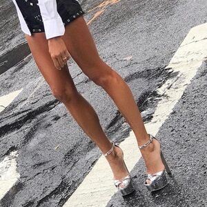 Ruthie Davis Tiara Silver Mirror Sandal